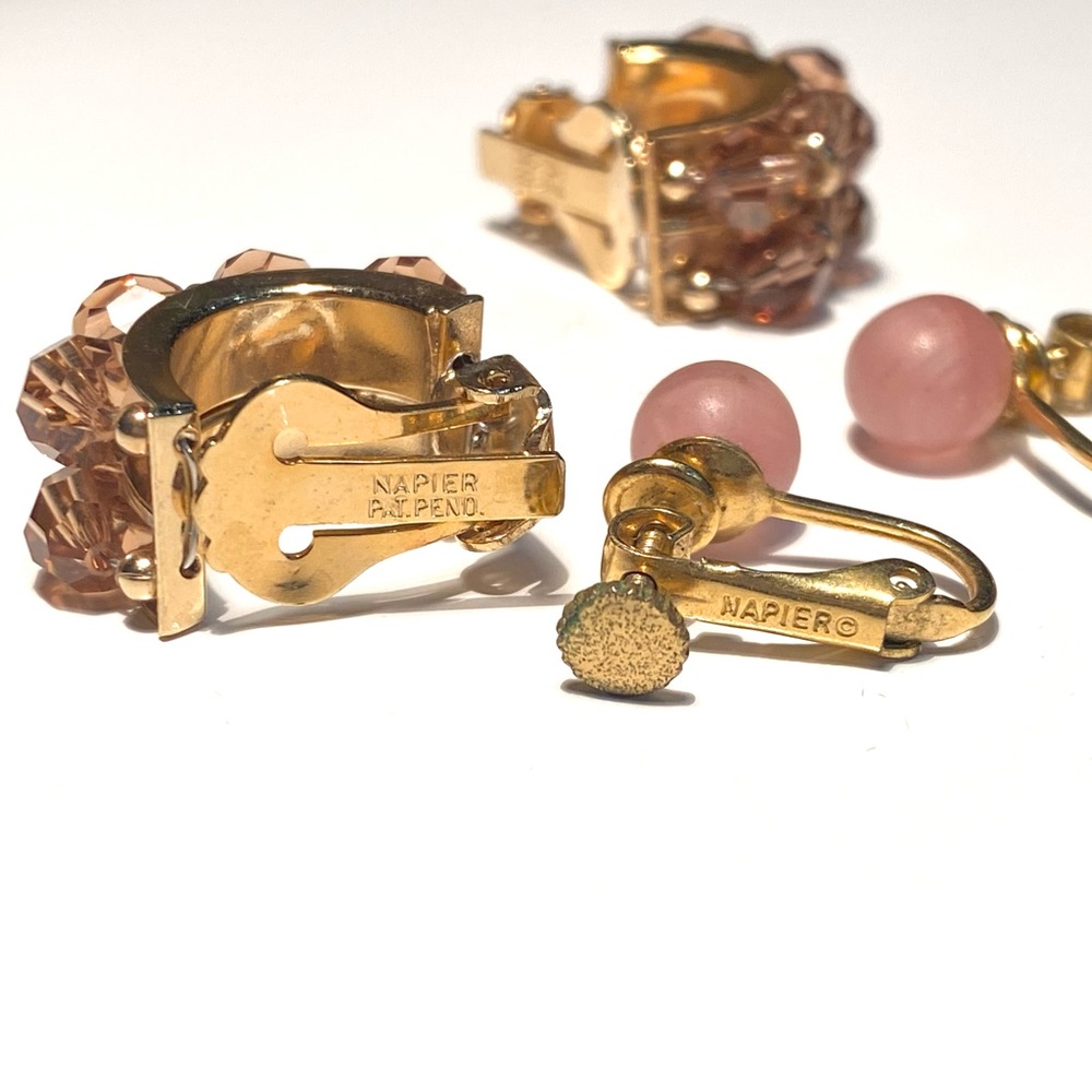 Napier Crystal Clip On & Pink Screw Back Earrings - Picture 11 of 14